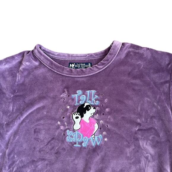 Big Dogs Talk To The Paw Velour Crewneck Pullover Sweatshirt Purple Women’s Lg - Picture 2 of 6